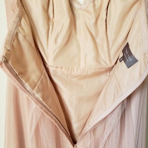 Jenny Woo Annabelle Convertible Chiffon Tulle Bridesmaid Dress Peach Size 4 - Picture 12 of 17